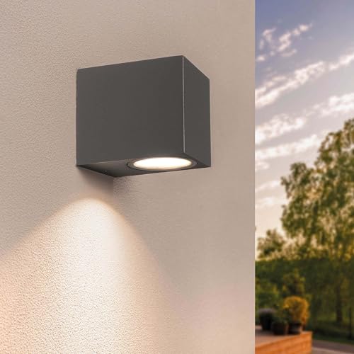 Ledvion - LED Wandlampe, 3W, 2700K, Anthrazit & Cube, GU10 Spot, IP54, Außenlampe von Ledvion
