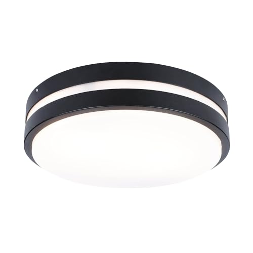 Ledvion LED Wandleuchte Außen Rund, 28 CM, Schwarz, IP44, LED-Lampe, Außenleuchte, Außenbeleuchtung, Gartenbeleuchtung, Solarleuchte, Stimmungslicht von Ledvion