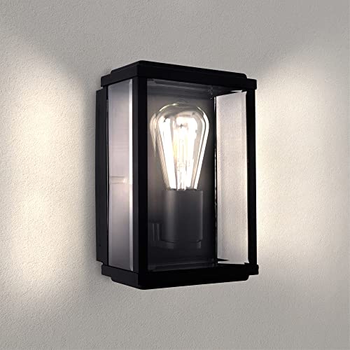 Ledvion Lyra, LED Wandleuchte, Schwarz, Außenlampe, Wandlampe, E27 Fassung, Glas, 60W, Innen und Außen, Modernes Design von Ledvion