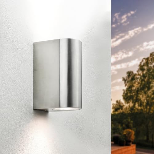 Ledvion Santa Barbara, LED Wandleuchte Außen Grau Rund, Für Zwei RVS Up&Down, Außenwandleuchte, Wandlampe, Außenlampe, IP54, GU10 von Ledvion