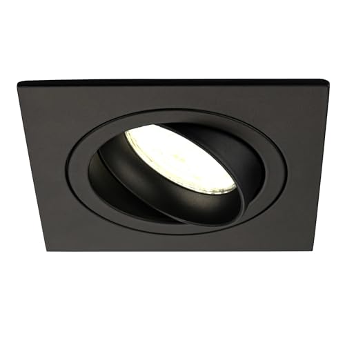 Ledvion LED Einbaustrahler Schwarz, Sevilla, 92 mm Dimmbar, Quadrat, Bad Einbauleuchten, Deckenspots Deckenstrahler, Einbauspots, Einbaustrahler Rahmen von Ledvion