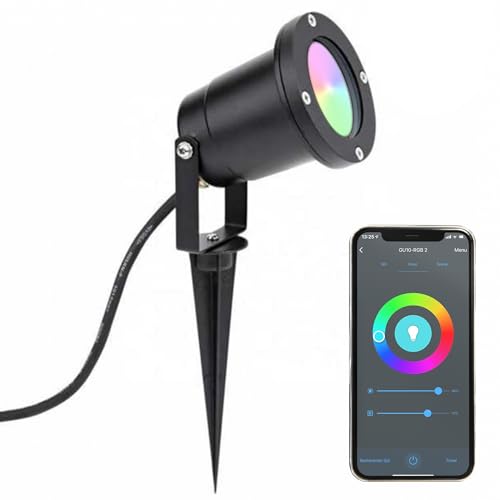 Ledvion - SMART Wifi LED Strahler, Schwarz, IP65, 5W, RGBWW, 1 Meter Kabel, LED Strahler, Außen Garten Spot von Ledvion