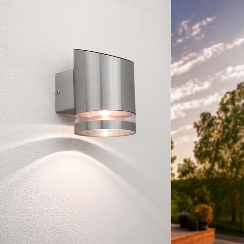 Ledvion Solar Elara, LED Wandleuchte Außen Grau Rund, Für Ein RVS 3000K Down, Außenwandleuchte, Wandlampe, Außenlampe, IP44 von Ledvion