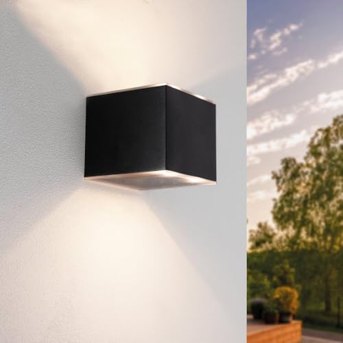 Ledvion Solar Wandleuchte, 1W, 25 Lumen, 3000K, IP44, Schwarz, LED-Lampe, Außenleuchte, Außenbeleuchtung, Gartenbeleuchtung, Solarlampe, Stimmungslicht von Ledvion