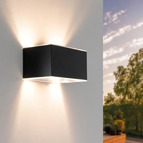 Ledvion Solar Wandleuchte, 2W, 60 Lumen, 3000K, IP44, Schwarz, LED-Lampe, Außenlampe, Außenbeleuchtung, Gartenbeleuchtung, Solarlampe, Stimmungslicht von Ledvion