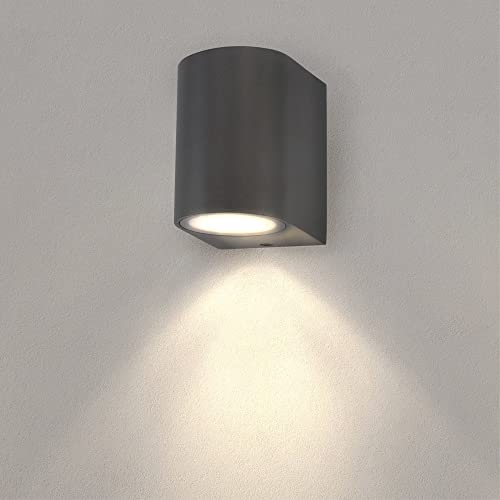 Ledvion - LED Wandlampe, 4.5W, 2700K, IP54, Anthrazit & Rund, GU10 Spot von Ledvion