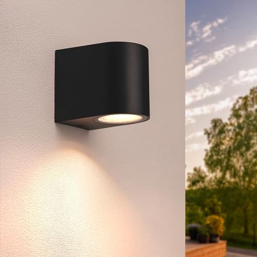 Ledvion Vesta, LED Wandleuchte Außen Schwarz Rund, Mit Für Ein GU10 Down, Außenwandleuchte, Wandlampe, Außenlampe, IP54 von Ledvion