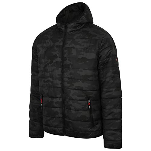 Lee Cooper Arbeitskleidung Camouflagedruck Slim Fit Leichte Showerproof windundurchlässige Thermal Gepolsterte Arbeitsjacke, Schwarz Camo, 2XL von Lee Cooper