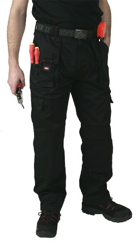 Lee Cooper LCPNT206 Arbeitskleidung Herren Multi Pocket Pflegeleicht Strapazierfähige Kniepolstertaschen Sicherheit Arbeit Cargohose, Schwarz, 32W/31L von Lee Cooper