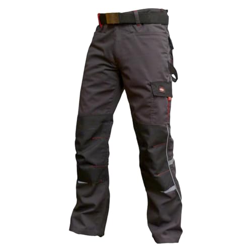 Lee Cooper Herren Kontrast Dreifach genähte Multi Tool Pocket Moderne Fracht Kneepad Taschen Arbeitssicherheit Hosen, Grau, 30" Taille Großes Bein (33" ) von Lee Cooper