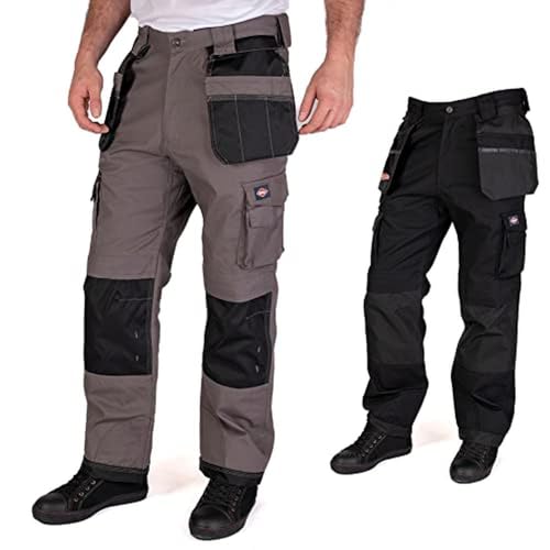 Lee Cooper Herren Premium Multi & Holster Pocket Kneepad Arbeitssicherheitshose Cargohose, Grau / Schwarz, 32" Taille Normales Bein von Lee Cooper