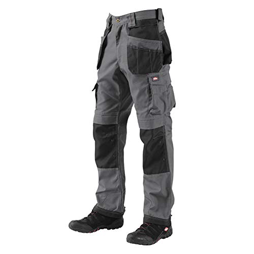 Lee Cooper Herren Premium Multi & Holster Pocket Kneepad Arbeitssicherheitshose Cargohose, Grau / Schwarz, 38" Taille Großes Bein von Lee Cooper