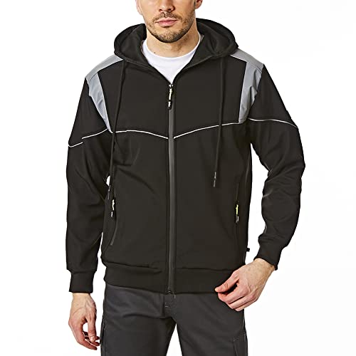 Lee Cooper LCJKT458 Männer Arbeitskleidung Softshell Kapuzenjacke, Schwarz, 2X-Large von Lee Cooper