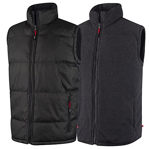 Lee Cooper LCVST702 Herren-Arbeitsweste, wendbare Sicherheitsweste, gepolstert, schwarz/grau, Größe XXL von Lee Cooper