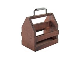 Rustikaler Weinflaschen Träger Aus Holz Topiary Planter Box Mit Stahlgriff Rustikaler Weinflaschen Träger Aus Holz Topiary Planter Box Mit Stahlgriff von LeeDisplaySeasonals