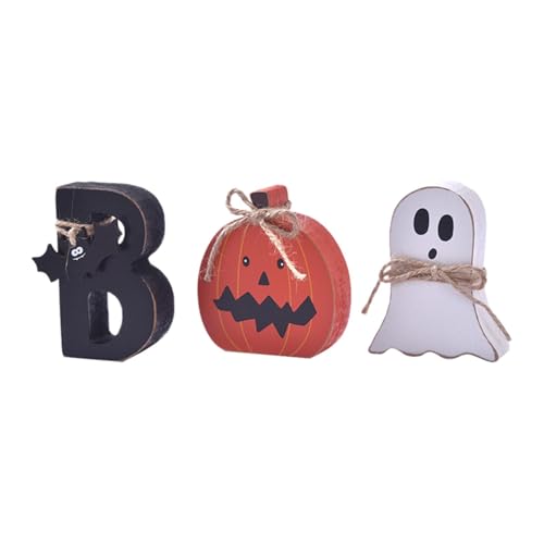 LeeQinersw 3 Stück Holz Deko Holz Tiered Tablett Holz Tischzeichen Holz Schilder für Halloween Rustikal Bauernhaus für Geschenk Zuhause Party, M von LeeQinersw