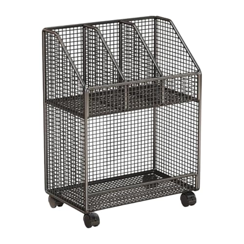 LeeQinersw Buch Organizer Movable Bookshelf Compact Iron Save Space Study Inhaber Multi -Tier -Bücherregal mit Rädern Dokument Speicher Rack, Zweischichtig von LeeQinersw