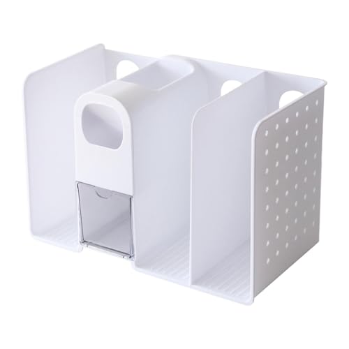 LeeQinersw Desktop Organizer Multifunktionale Schreibtischbox mit Magazinhalter Stiftehalter Buchstütze Und Fächern Aus Stabilem PP für Büro Studentenzimmer, Weiß von LeeQinersw
