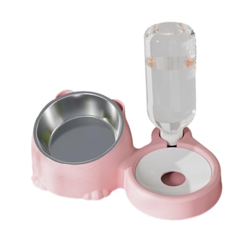 LeeQinersw Katzennapf Doppel Futternapf Wasserspender Futterspender mit Abnehmbarer Edelstahlschale Transparentem Wasserbehälter Und Ergonomischem Standfuß für H, Rosa LeeQinersw Katzennapf Doppel Futternapf Wasserspender Futterspender mit Abnehmbarer Edelstahlschale Transparentem Wasserbehälter Und Ergonomischem Standfuß für H, Rosa von LeeQinersw