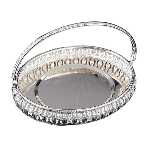 LeeQinersw Obstschale Metall Aufbewahrung Serviertablett Fruchtschale Bonbonplatte Elegantes Muster für Küche Deko Festlichkeiten, Oval von LeeQinersw