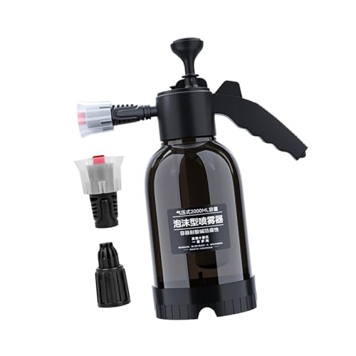 LeeQinersw Schaumsprüher Pumpsprüher Drucksprüher Handsprüher mit 2L Tank Und Manueller Pumpe Sowie 2 Düsen für Autowäsche Und Den Haushalt, Schwarz von LeeQinersw