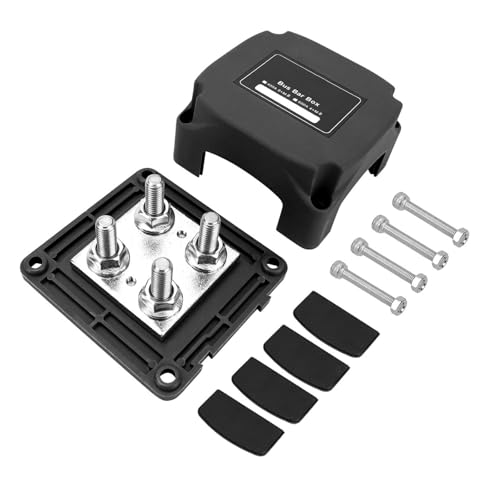 LeeQinersw Stromverteilerblock Sammelschiene Klemmenleiste Als Anschlussblock mit 400A Und 48V Gleichstrom Sowie M8 Bolzen Und Abdeckung für Autos Boo, Schwarz von LeeQinersw