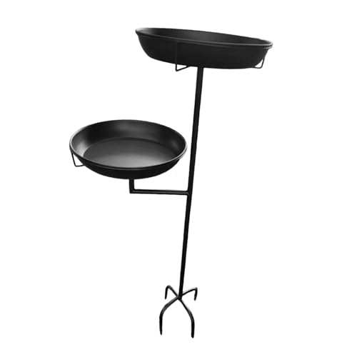 LeeQinersw Vogeltränke Als Futterstation Und Standvogelbad Eine Vogelbadschale Als Gartenschmuck Aus Metall mit Erdspieß Im Klassischen Design für Gärten, Schwarz von LeeQinersw