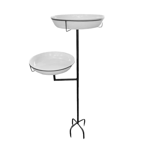 LeeQinersw Vogeltränke Als Futterstation Und Standvogelbad Eine Vogelbadschale Als Gartenschmuck Aus Metall mit Erdspieß Im Klassischen Design für Gärten, Weiß von LeeQinersw