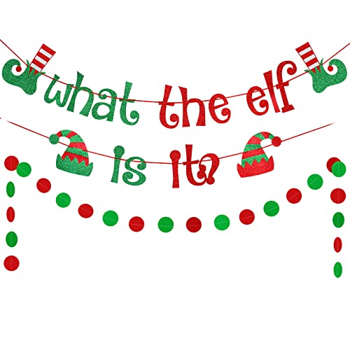 Rot Grün Glitzer What The Elf is It Banner Weihnachten Geschlecht Offenbaren Banner für Weihnachten Geschlecht Offenbaren Party Dekoration Weihnachtself Geschlecht Offenbaren Supplies von LeeSky