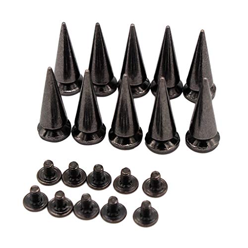 10 Sets 25 mm Kegelnieten, Metall, Schraubverschluss, für Lederarbeiten, Punk, Schwarz von Leeadwaey