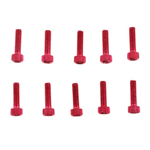 10 Stück M6 x 20 mm Aluminium Innensechskantschrauben Kopf Schlüsselschraube Rot von Leeadwaey
