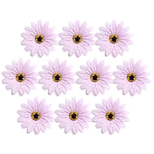 10 Stück künstliche Gerbera-Gänseblümchen-Köpfe für DIY-Bastelarbeiten, hellviolett von Leeadwaey