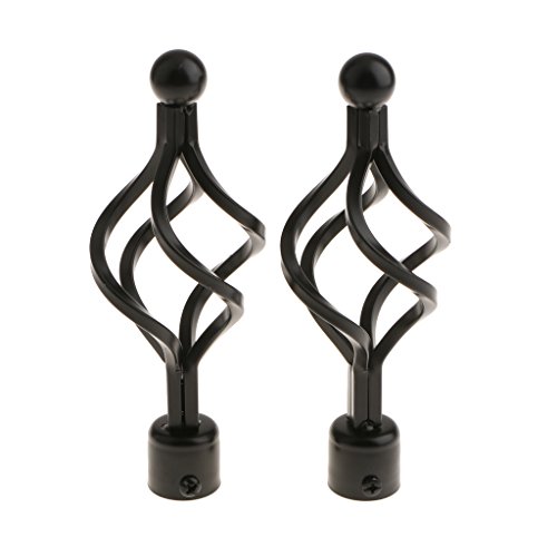 Endstücke für Gardinenstange, 22 mm, Schwarz von Leeadwaey