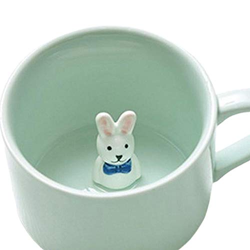 Keramiktasse süße Tiere im Inneren Tasse Kaffee Tee Milch 3D Cartoon Tassen Bunny von Leeadwaey
