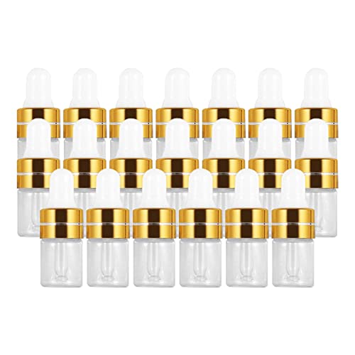 Leeadwaey Leere Glas-Tropfflaschen für Parfümöle, Flüssigkeiten, Gold, 1 ml, 20 Stück von Leeadwaey