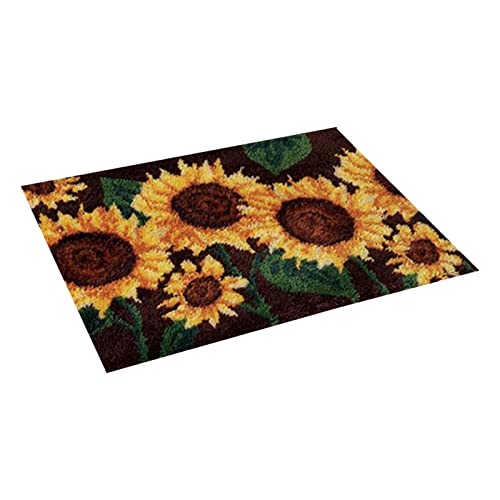 Leeadwaey Sonnenblumen-Knüpfhaken, Teppich-Set, DIY-Teppichherstellung, Matte für Anfänger, Basteln, Nr. 8, 60 x 40 cm von Leeadwaey