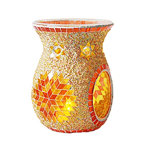 Mosaik Glas Ölbrenner Kerzenhalter Wachs Melt Home Decor Orange von Leeadwaey