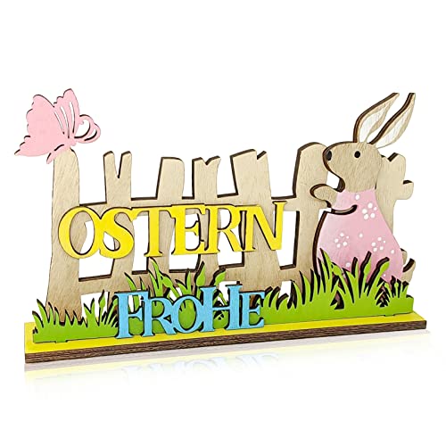 Leeelyan Osterdeko Holz Hase,Holz Figur Osterhase Deko,Osterhasen Figuren,Osterhasen zum Hinstellen,Osterhase Oster-Deko aus Holz,Deko Aufsteller für Ostern von Leeelyan