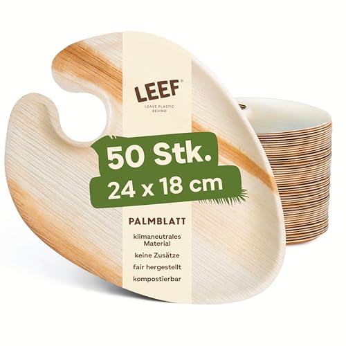 Leef 50x Palmblatt Teller Cocktail - Einweggeschirr kompostierbar und naturbelassen - 24 x 18 x 1.5 cm Leef 50x Palmblatt Teller Cocktail - Einweggeschirr kompostierbar und naturbelassen - 24 x 18 x 1.5 cm von Leef