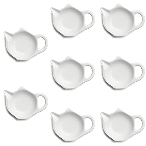 Dipschalen Weiß Porzellan Teebeutelablage Kleine Teller für Snacks Sushi Sauce Keramik Untertassen (8 Dipschalen) von Leegg