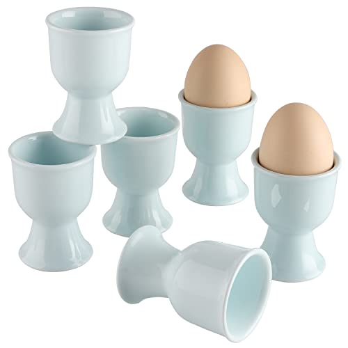 Eierbecher aus Keramik, 6 Stück, Eierständer aus Porzellan, für weiche, hartgekochte Eier zum Frühstück (hellblau) von Leegg