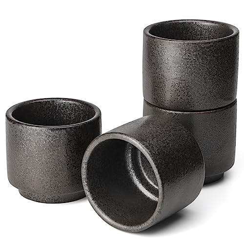 Leegg-DE Teetassen Keramik 4 Stück Tee Tasse Set (schwarz) von Leegg