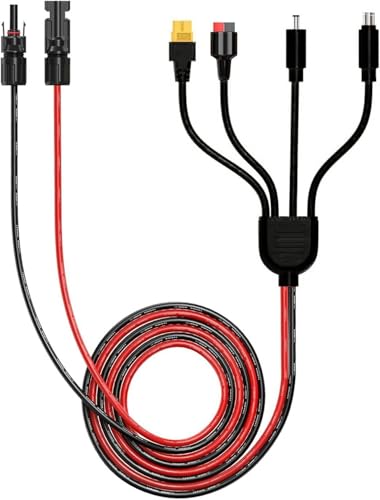 Leehitech 4 in 1 Solarladekabel Solar Adapter, Universal-Solarstecker zu Anderson/XT60/DC7909/DC5521 Adapter Stecker, Solar connector 16AWG Kabel für Solarpanel, Solargenerator, 2M von Leehitech