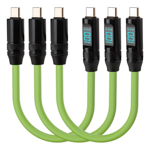 Leehitech 3 Pack 20CM 100W USB C auf USB C Kabel Kurze, 20Gbps USB C 3.2 Ladekabel with LED Display, 8K PD 5A Schnellladung Datenkabel für iPhone 16/15 Pro Max, Samsung S24 S23, MacBook Air/Pro von Leehitech