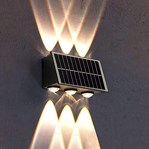 1 Stück Solarleuchte Außen Wandleuchte, Solar LED Wandleuchte Up & Down Light Dekorative Wasserdicht Solarlampen für Garten Rasen Balkon Terrasse Hof (Warmweißes Licht Schalten, 1 Stück) von Leehui