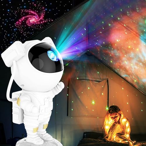 Leehui Astronaut Projektion Lampe,Galaxie Sternenhimmel-Projektor mit Timer und Fernbedienung,360° einstellbar Nachtlicht Für Schlafzimmer und Decke,Geschenk für Kinder und Erwachsene (Weiß-USB) von Leehui