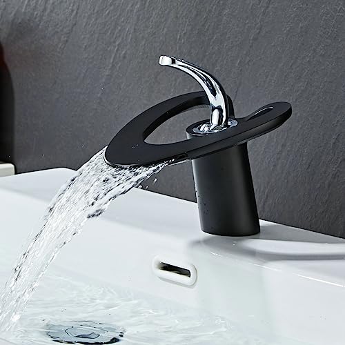 Leekayer Badarmatur Schwarz Chrom Griff Wasserhahn für Badezimmer 1 Loch Deckmontage Heißer kalter Mischer Hahn Toilette Waschbecken Wasserhahn Messing, LK-68839-BC von Leekayer