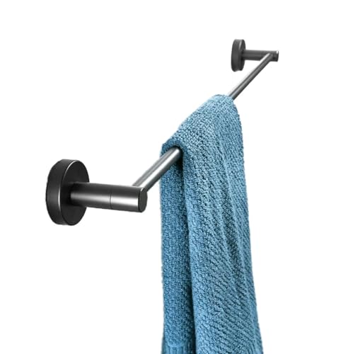 Leekayer Handtuchstange Handtuchhalter Einpolig Badhandtuchhalter in schwarzer Ausführung 60 cm Wandhalterung aus Edelstahl von Leekayer