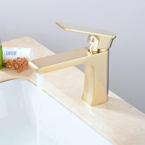 Leekayer Waschbecken Wasserhahn einzigen Handgriff gebürstetem Gold Finish 1 Loch montieren Toilette Becken Mischbatterie,LK66828BGg von Leekayer