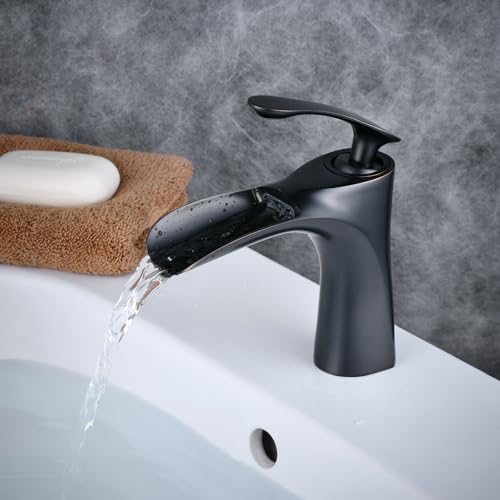 Leekayer Waschbecken im Badezimmer,Messing Material,Wasserfall Wasserhahn Schwarz,Wasserhahn Klein,1 Loch Eingriff,Heißes und Kaltes Wasser Mischen,LK1004BG Leekayer Waschbecken im Badezimmer,Messing Material,Wasserfall Wasserhahn Schwarz,Wasserhahn Klein,1 Loch Eingriff,Heißes und Kaltes Wasser Mischen,LK1004BG von Leekayer